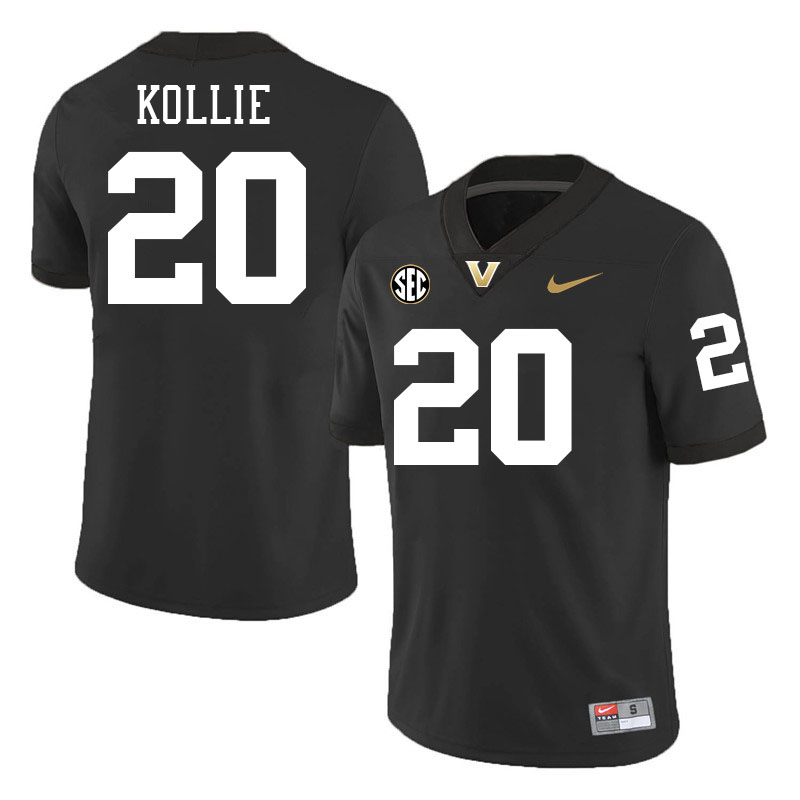 Prince Kollie Jersey, Vanderbilt Commodores #20 Prince Kollie Football Jersey, Uniforms-Black